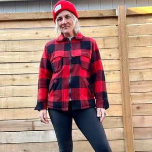 1970’s lumberjack checkered wool zip up jacket mens or women size medium